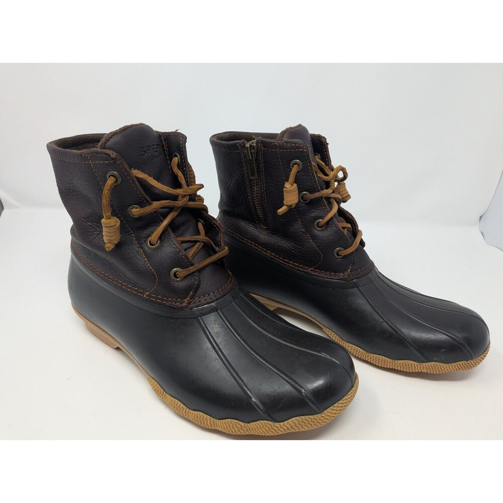 Sperry Saltwater Duck Boots Womens 9 Brown Leather Preppy STS91176